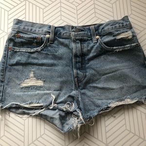 Levi’s denim distressed high rise denim shorts
